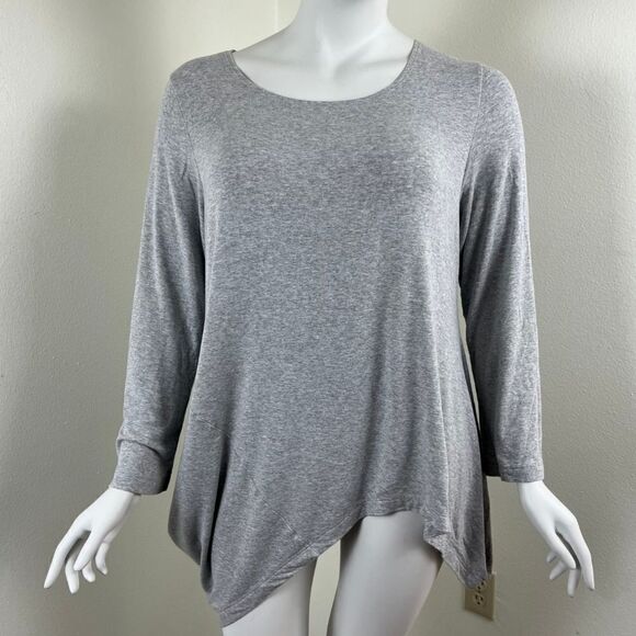 Bryn Walker Womens Size XL Gray Asymmetrical Jersey Knit Pullover Sweatshirt Top - Picture 6 of 11